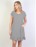 Shift Dress with Flowncy Edge.Cut-out Shoulder and Pockets
